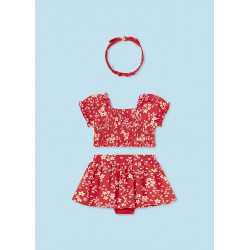 Traje Granadina Flores Rojo con Cinta Mayoral 6 a 36 meses