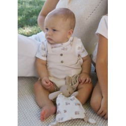 Peto Pelele Ceramica Conejos Ositos beige  0 a 9 meses