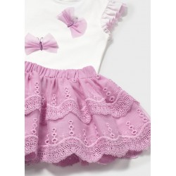 Camiseta Mariposas + Falda Tul Rosa 6 meses a 4 años
