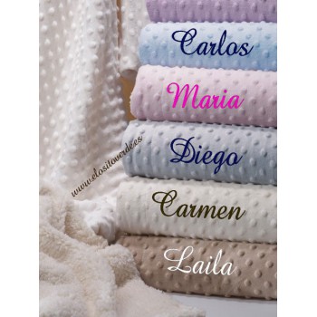 Conjunto Manta Topitos  Doudou bordada con nombre