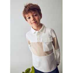 Polo Manga Larga con Bolsillo para Niño – Colores Nata y...