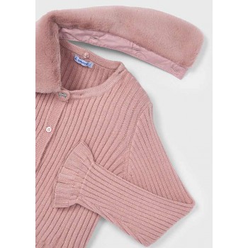 Chaqueta 100% Algodón con Cuello de Pelo Extraíble – Color Maquillaje 2 a 6 años