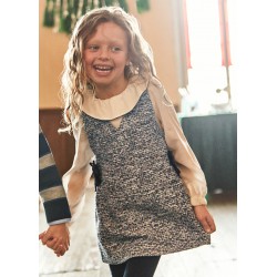 Vestido de Vestir Azul Marino con Blusa Integrada y...