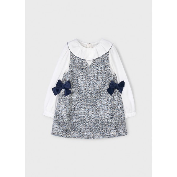 Vestido de Vestir Azul Marino con Blusa...