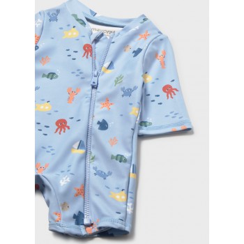 Bañador Bebé Azul Estampado Marino UPF 40+ | Conjunto 3 Piezas - 1-18 Meses