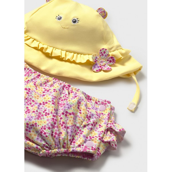 Gorro + Pañal bañador Reutilizable Flores...