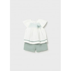 Conjunto Mayoral Niña Lino Microcalado Color Lago | 2...