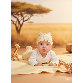 Conjunto Bebé Body León y Polaina Extensible con Gorrito - Animales Africanos