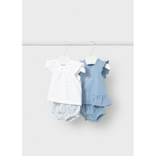 Conjunto Bebé Niña: Camisa Volantes Bordada y...
