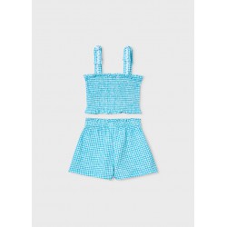 Traje 2 Piezas Niña Cuadro Vichy Azul Pacífico - Zigzag y...