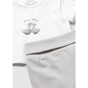 ChándBebé 3 Piezas Estampado Ocas | Chaqueta, Camiseta y Pantalón | Tallas 0-0 a 2-4 meses