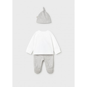Conjunto Bebé 3 Piezas Colección Ocas | Chaqueta Cruzada, Pantalón y Gorro 1 mes a 4 meses