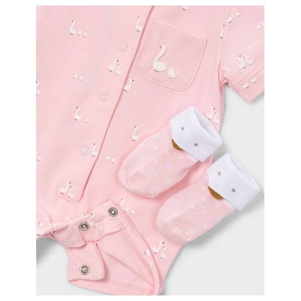 Conjunto Bebé Pelele Rosa Calcetines y Babero...
