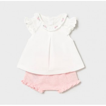 Conjunto Bebé Niña Camisa Volantes Flores y Cubrepañal Bombacho | Tallas 0 a 6 Meses