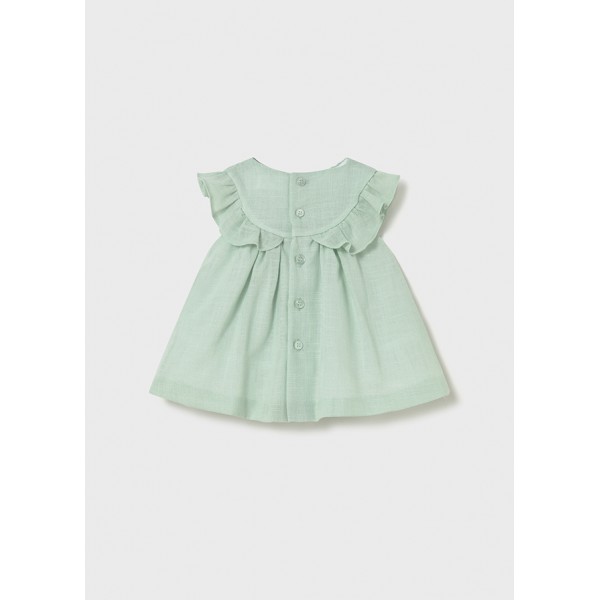 Vestido de Lino Bebé Niña Verde Agua - Detalles...