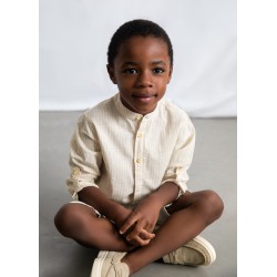 Conjunto Mayoral Niño Camisa Lino Rayas y Pantalón Blanco...