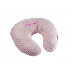 Cojín de lactancia rosa topitos con nombre