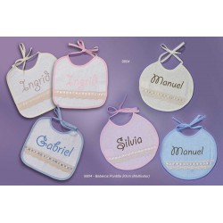 Babero cuadradoRedondo Rizo Puntilla bordado colores con...