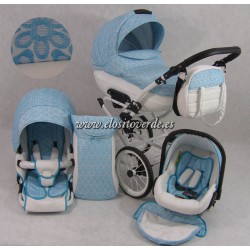 Carrito Clásico Bebé 3 piezas Chloe Rita Luxury Azul ECO...