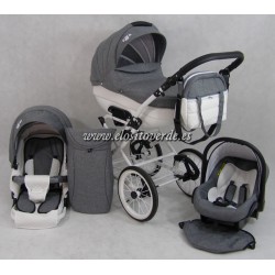 Carrito Bebé 3 piezas Chloe Rita Luxury Gris Liso ECO...