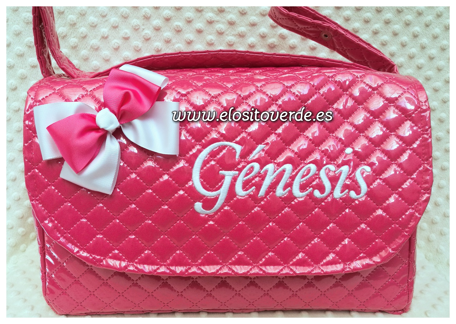 Bolso dulce Fucsia 2015 lazo personalizado Genesis.jpg