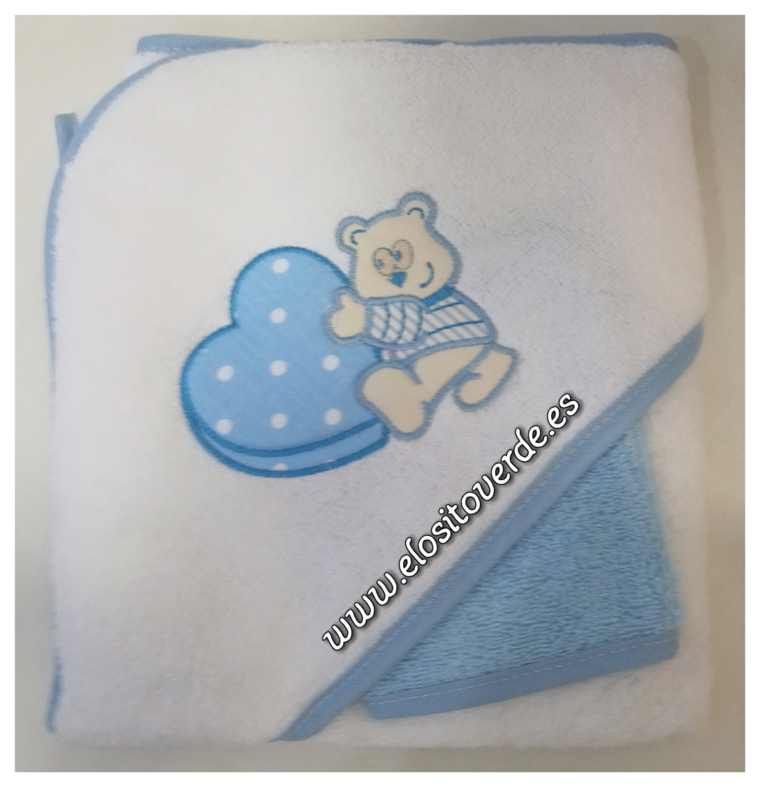 Capa de baño  azul oso corazón bebe manopla bordada con nombre.jpg